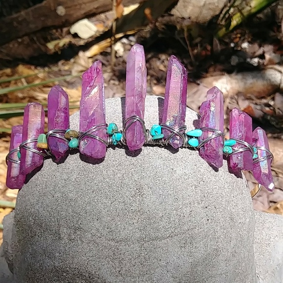 Crystal Cove Boutique Accessories - Purple Rainbow Aura Crystal Crown